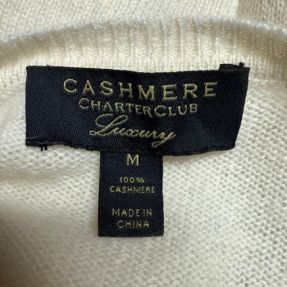 Charter Club 100% Cashmere Cream Ivory Sweater Size Medium Soft Crewneck Luxury - Picture 4 of 5